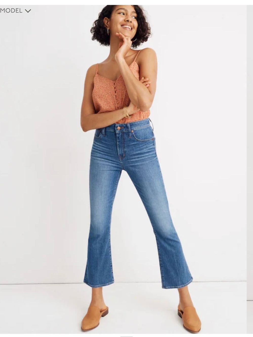 Madewell Medium Blue High-Rise crop Flare Jeans organic cotton size 30
